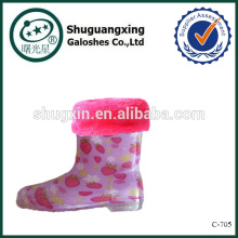 botas de lluvia rosa para niños bota de lluvia de goma cálida invierno / C-705